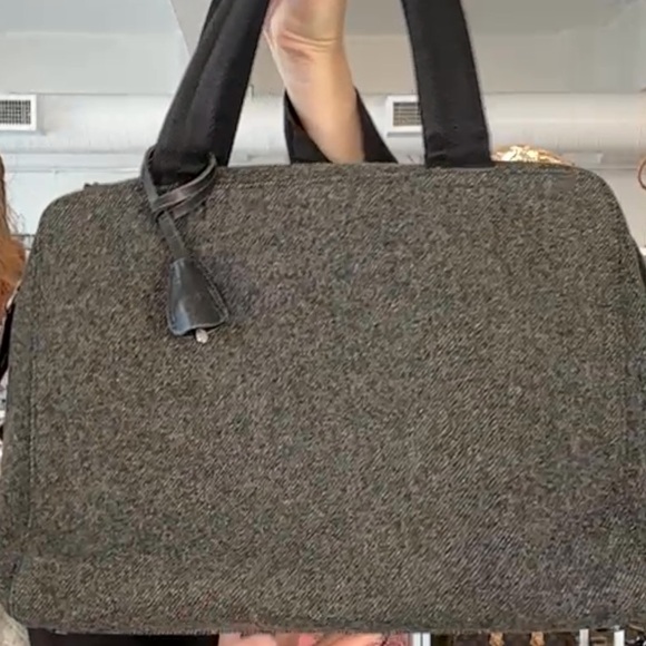 Auth Prada Wool Zip Tote Bag with lock and key - Picture 2 of 2